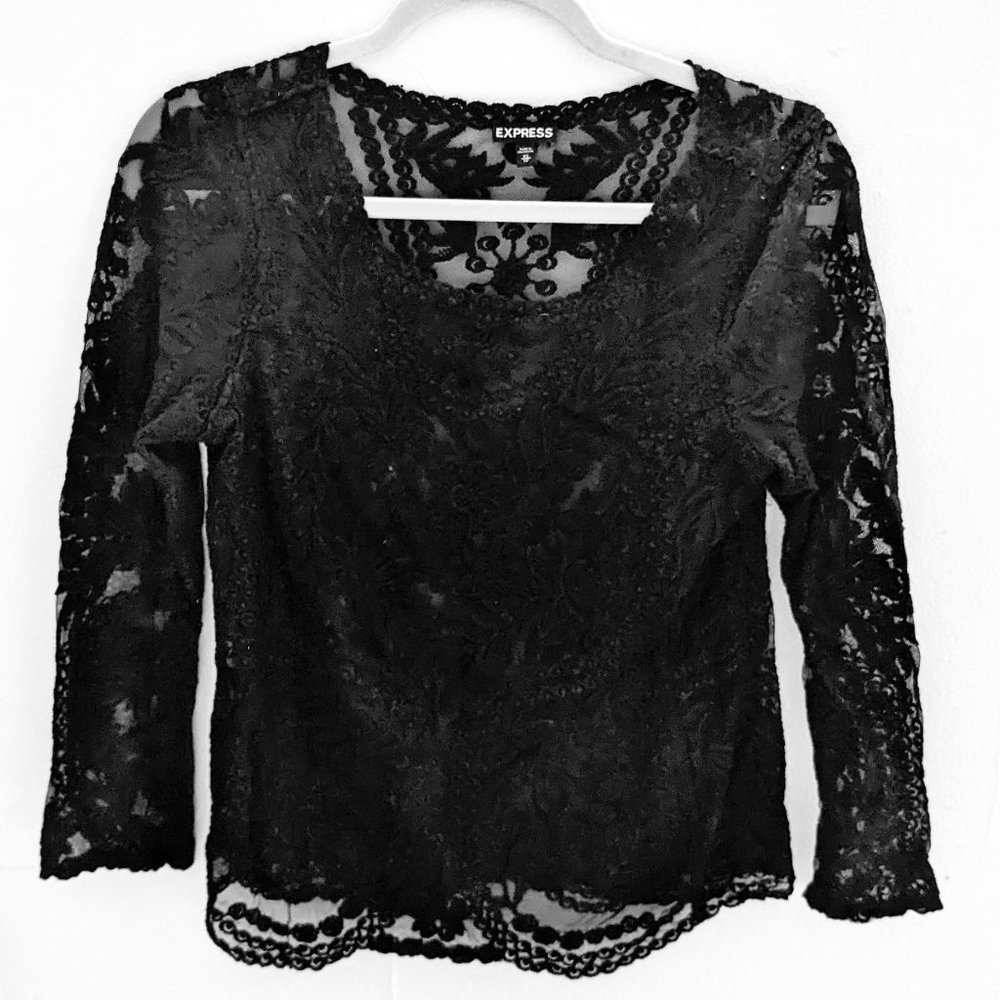 Express Black Lace Top